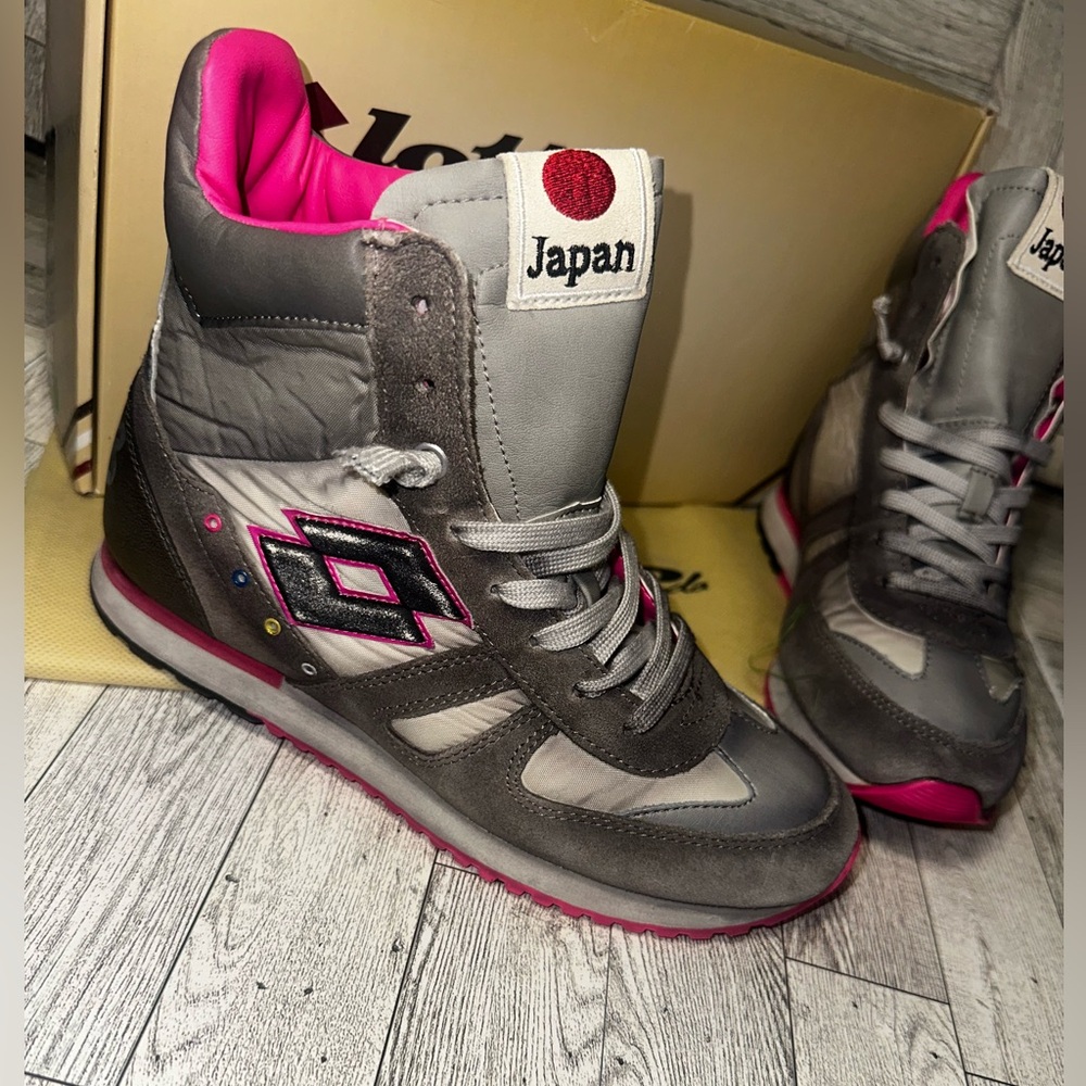 New! LOTTO Women's Stylish Gray and Pink High-Top Sneakers. Size 7 - Picture 3 of 11